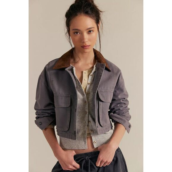 Free People We The Free Martha Workwear Jacket Top Cropped Utility XL 282630 - Picture 1 of 9
